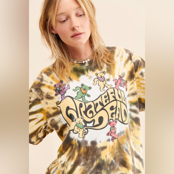 Daydreamer Letluv x Anthropologie Music Grateful Dead Band Tour Shirt Dress sz L - Picture 3 of 10